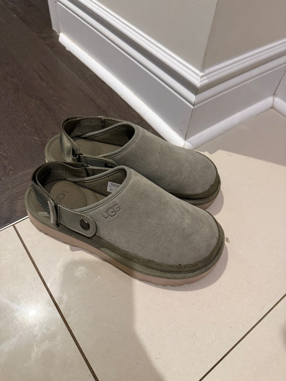 UGG Olive Green Suede Back-Strap Clog